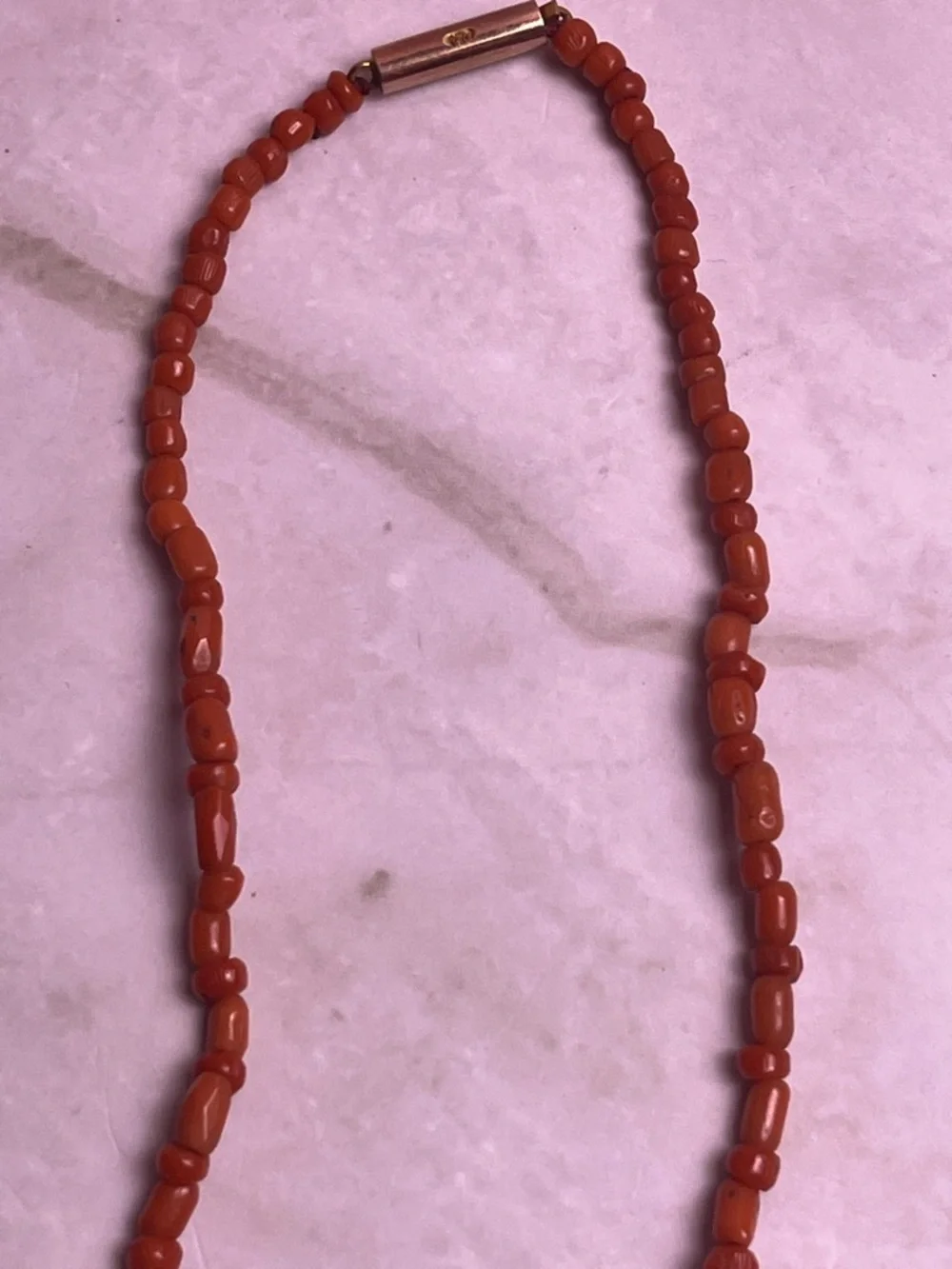 Antique 1900's 9k gold & Carnelian Beaded necklace - Picture 8 of 10